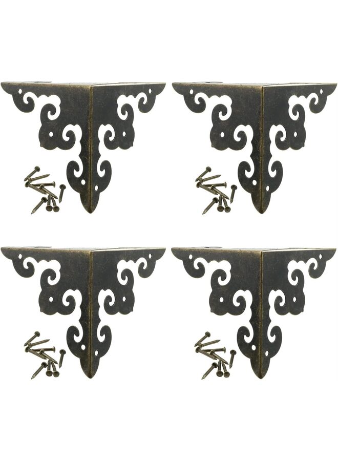 يُسلِّم واقيات زوايا الأثاث، مجموعة واقيات زوايا الأثاث (4 قطع)، واقيات الزوايا، براغي معدنية لحماية زوايا الصناديق الخشبية - Image 3